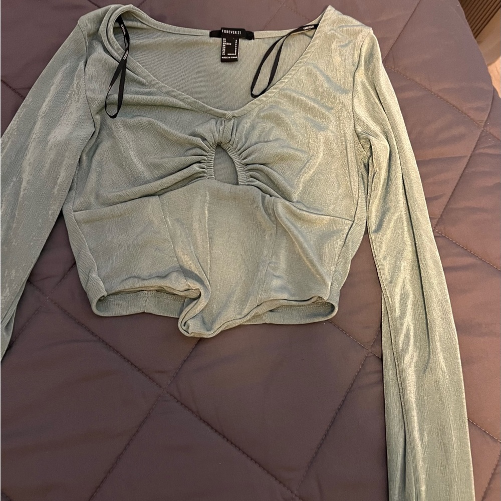 Sage blouse crop top